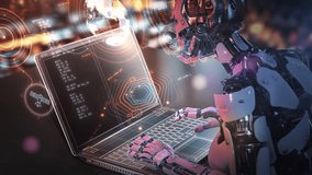 Robot with holographic data displaying futuristic technology - Powered by Shutterstock - Get 15% off with code: PIKWIZARD15