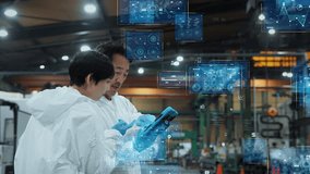 Group of workers in protective clothing talking in factory and digital technology concept - Powered by Shutterstock - Get 15% off with code: PIKWIZARD15