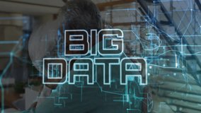 Senior couple smiling in open plan as floating circuits forming BIG DATA embracing for tech. Elderly, affection, innovation, connectivity, modern, warmth, technology - Powered by Shutterstock - Get 15% off with code: PIKWIZARD15