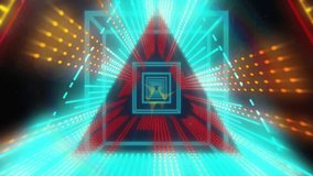 When dot matrix tunnel pulsing, 3D GAME START text fading, glowing, morphing signaling game start. Digital, futuristic, neon, abstract, virtual, dynamic, immersive - Powered by Shutterstock - Get 15% off with code: PIKWIZARD15