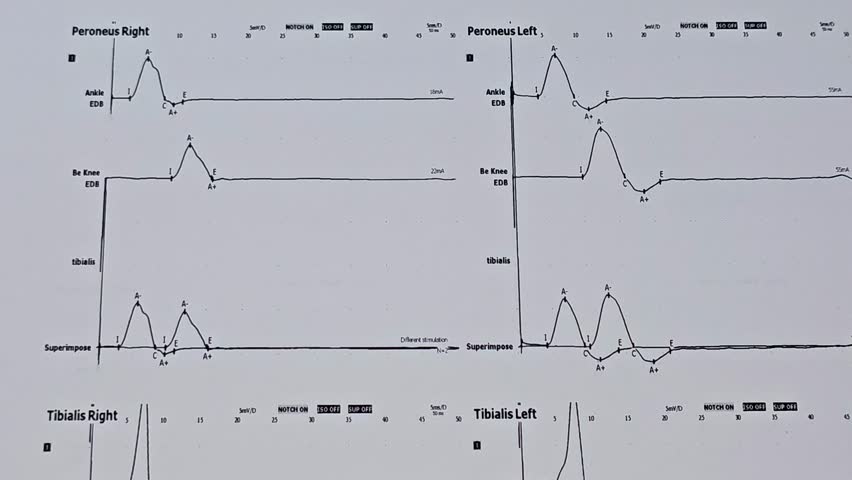Nerve conduction study Electrophysiological studies for both LL lower limbs motor and sensory nerves shows, no evidence of proximal or distal entrapment and no evidence of peripheral neuropathy