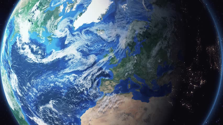 Earth zoom in from space and focus on Hillsboro, Oregon, USA. 3D Animation. Video footage. Background for travel intro.