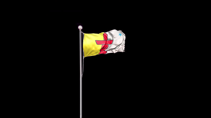 Nunavut Flag Pole Animation Include Alpha 3D Rendering