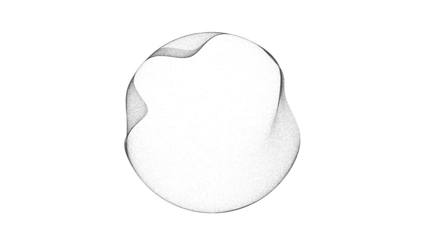 Futuristic spherical equalizer for music on white background. Frequency of particle collisions under the influence of noise. 3D rendering.