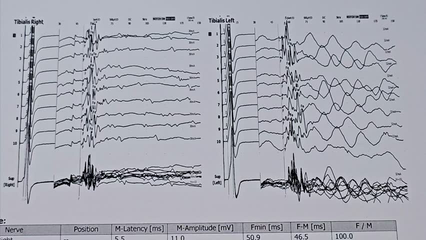 Nerve conduction study Electrophysiological studies for both LL lower limbs motor and sensory nerves shows, no evidence of proximal or distal entrapment and no evidence of peripheral neuropathy