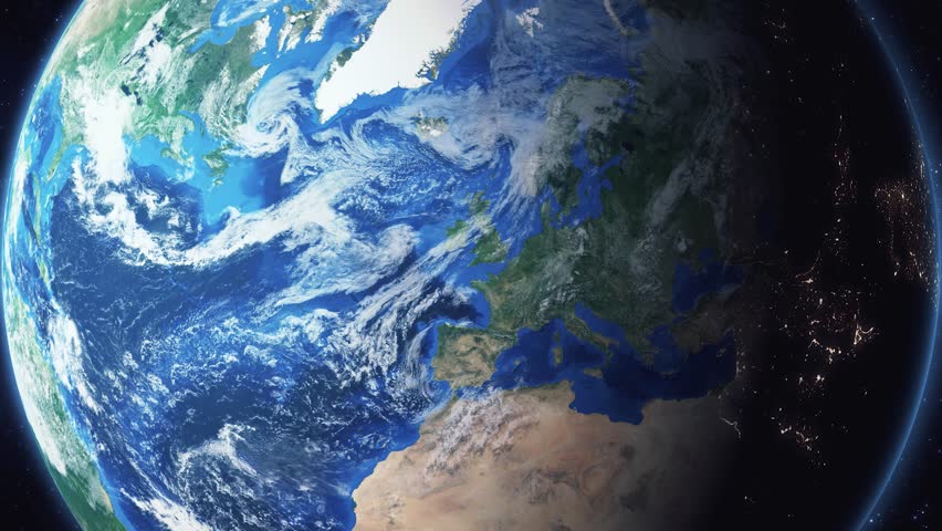 Earth zoom in from space and focus on San Angelo, Texas, USA. 3D Animation. Video footage. Background for travel intro.