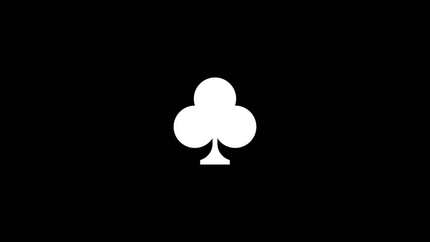 morph of four card suits on black background, gambling animation