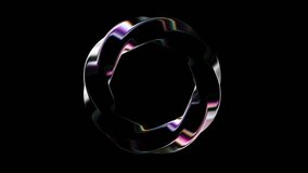 Seamless loop 4k animation of a glossy black torus knot with subtle holographic reflections. A futuristic, minimal 3D shape on a black background, perfect for modern motion design.  - Powered by Shutterstock - Get 15% off with code: PIKWIZARD15