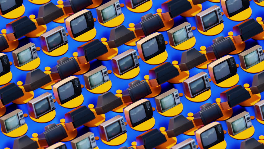 Retro TV Television For History Technology Seamless Pattern, motion footage for pop art films and cinematic in technology scene. Also good background for scene and titles.