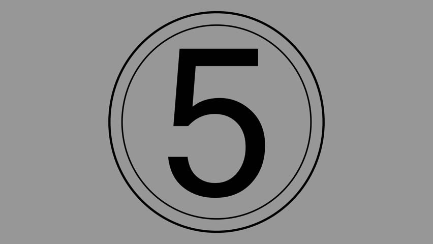 Vintage film countdown showing number 5 to 0 in black and white. Ideal for retro-style video intros, transitions, or old movie effects. Classic reel animation for editors and motion graphic designers.