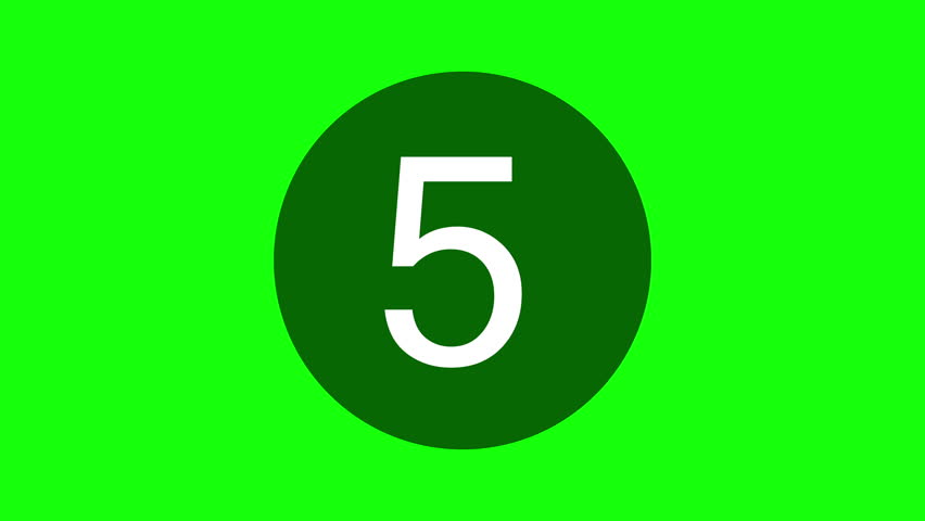 Countdown animation from 5 to 0 with green screen background. Perfect for chroma key editing in YouTube intros, livestreams, and video transitions. Includes bold numbers and smooth motion for easy ove