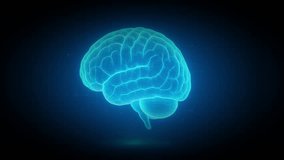 Hologram brain glowing neural artificial intelligence futuristic medical technology neuroscience innovation diagnostics Includes AI-generated art all motion editing manually created by contributor - Powered by Shutterstock - Get 15% off with code: PIKWIZARD15