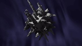 Pixelated grey cube structure rotating and evolving, revealing intricate geometric details against dynamic blue backdrop with seamless transformational motion. 3D Illustration - Powered by Shutterstock - Get 15% off with code: PIKWIZARD15