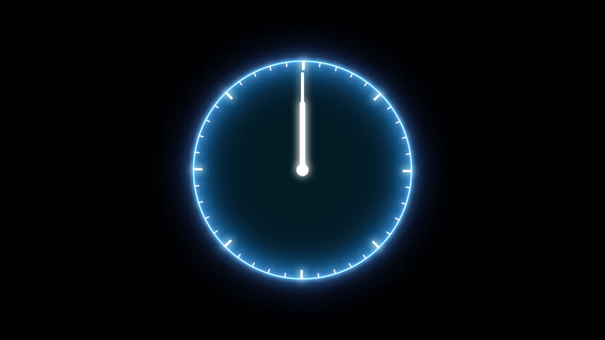 Clock Analog Futuristic Glowing Endless Loop  – Blue Neon Time Animation