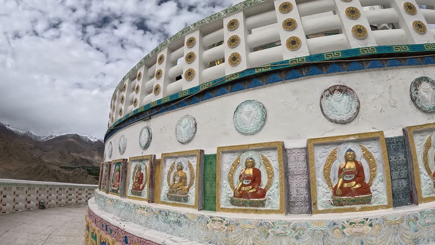 Shanti Stupa - a Buddhist white-domed Stupa on a hilltop in Chanspa, Leh district, Ladakh.