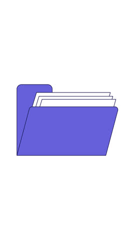 Lo-fi folder with digital paperwork 2D cartoon vertical animation. Document storage. User interface element. Tech nostalgia desktop icon animated flat colorful object 4K video isolated on white