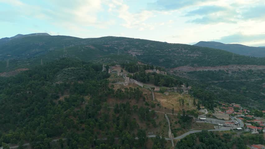 Drone videos taken at sunrise in Nafpaktos, a port city in the Gulf of Corinth, Greece