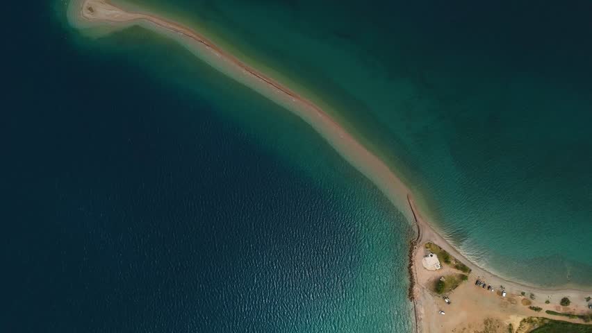 Aerial drone videos of Drepano lighthouse area of ​​Gulf of Corinth