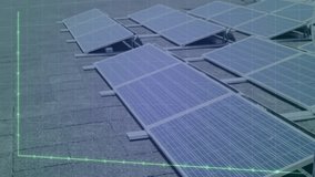 Digital grid on solar panels tracing output graph, technician entering and monitoring performance. Renewable, technology, analytics, infrastructure, sustainability, industrial, efficiency - Powered by Shutterstock - Get 15% off with code: PIKWIZARD15