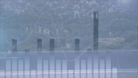 Overlay bars and line animating then runner jogging along riverside path tracking live fitness data. Data visualization, fitness, urban, dynamic, outdoor, tracking, activity - Powered by Shutterstock - Get 15% off with code: PIKWIZARD15