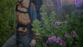 Hiker surveying mountain trail holding smartphone, raising device initiating AR mapping overlay. Adventure, exploration, technology, landscape, outdoor, innovation, discovery - Powered by Shutterstock - Get 15% off with code: PIKWIZARD15