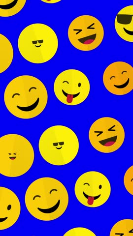 Emoji Symbols Pattern Animation with Chroma Key Blue Screen. Loop-ready Stop Motion. Perfect for vertical overlays and motion backgrounds.