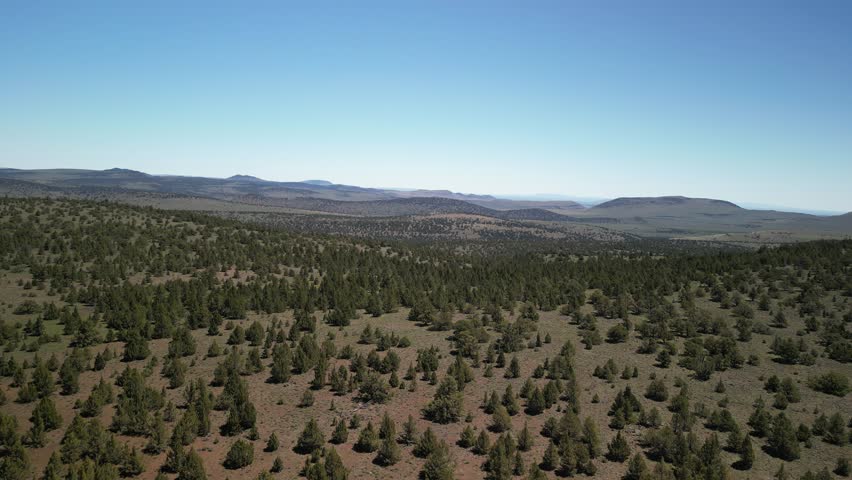 Aerial of high desert hills in Steens Mountains in east Oregon in spring
