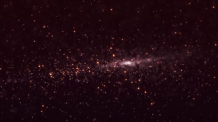 Cosmic dust. Starlight in the galactic distance. Soft light and warm colors of stars create a sense of mystery, infinity and beauty of space. 4K animation
