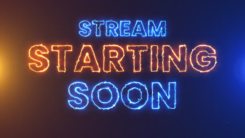 Stream starting soon neon text animation suitable for video live streaming. Animated neon starting soon text, advertising next business concept. Glowing Light 4K.	
