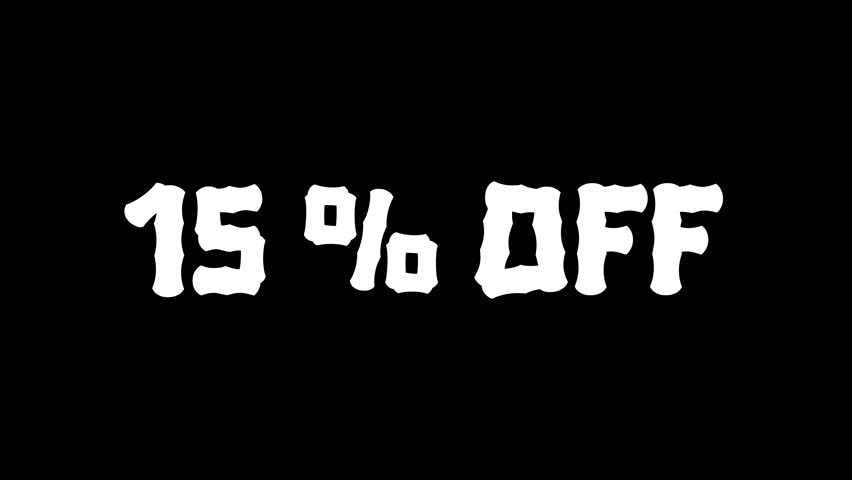 15 percent off glitch text effect with Alpha Channel. 4k video animation