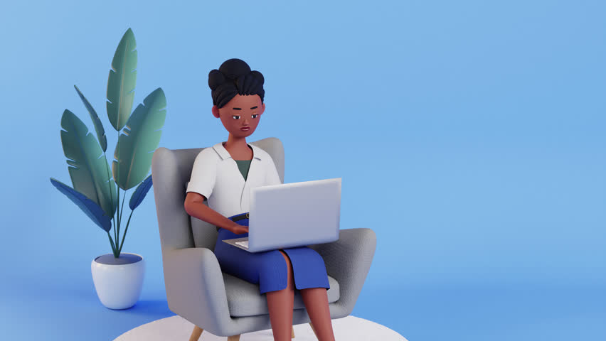 Woman thinking and looking for answer. puzzle pieces. uncertainty, question, no solution concept. 3d render Character animation. hopelessness, despair, frustration. puzzled person motion design