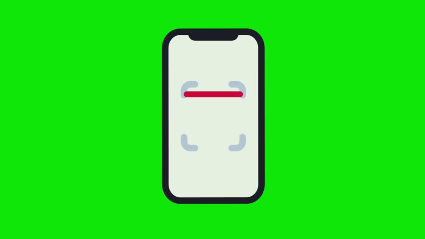 Scanning QR code with mobile smart phone on green screen 2D motion graphics animation (Chroma key)
