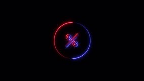 Abstract glowing neon discount, percentage icon. promotional price tag and percent symbol for sales. - Powered by Shutterstock - Get 15% off with code: PIKWIZARD15