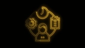 Golden neon style time management automation and productivity icon animation on black background - Powered by Shutterstock - Get 15% off with code: PIKWIZARD15