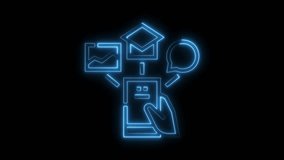 Neon digital learning concept animation with mobile phone analytics and communication tools - Powered by Shutterstock - Get 15% off with code: PIKWIZARD15