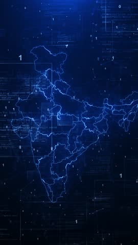 Digital map India Indian futuristic background. map, world dots connecting line, global wireframe connect. High-tech digital India map. circuit board artificial intelligence Global world hologram