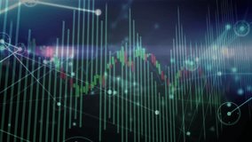 Dark canvas initiating bars animating, lines linking nodes, trends showing market movement. Futuristic, analytics, technology, data, visualization, digital, dynamic - Powered by Shutterstock - Get 15% off with code: PIKWIZARD15