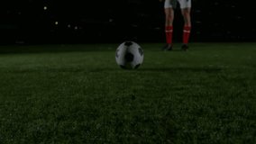 Soccer player shifting then kicking ball upon analytics charts emerging on pitch. Sports, training, data visualization, performance, motion, digital, athleticism - Powered by Shutterstock - Get 15% off with code: PIKWIZARD15