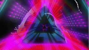 Press Start graphic shifting into gradient over pulsing grid floor while neon triangle guiding user. Futuristic, neon, digital, vaporwave, immersive, cyber, technology - Powered by Shutterstock - Get 15% off with code: PIKWIZARD15