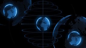 Starting with wireframe globe clock hands rotating progress arc sweeping, visualizing time flow. Abstract, futuristic, technology, data visualization, digital interface, neon, innovation - Powered by Shutterstock - Get 15% off with code: PIKWIZARD15