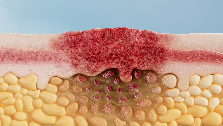 Regeneration of skin surface cells, repair of skin, healing of redness and swelling on arms, removal of acne, anti-inflammatory and anti-itching, treatment of allergic dermatitis and eczema, 3D render