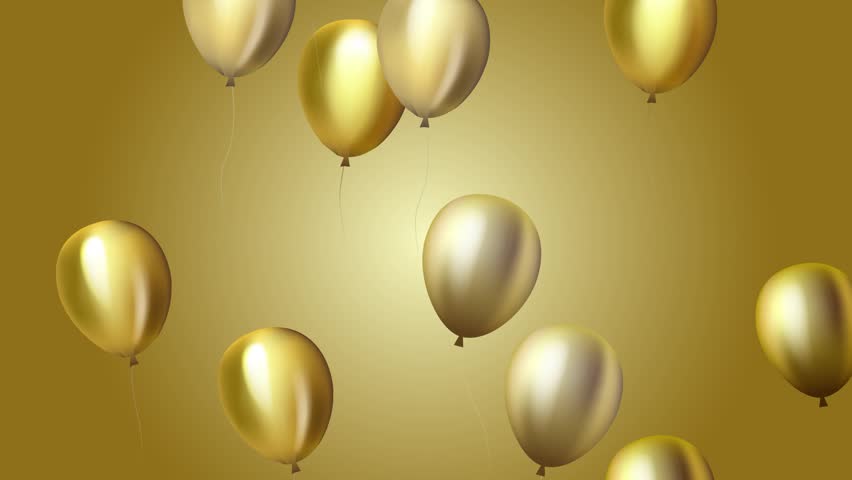 Slowly rising gold balloon animation (loop)