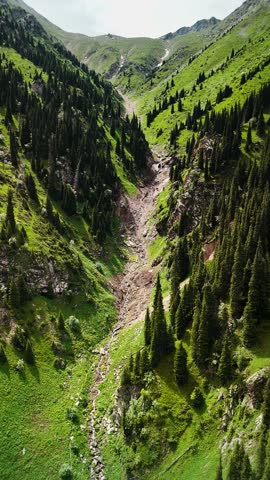 Aerial Mountains landscape in Kazakhstan