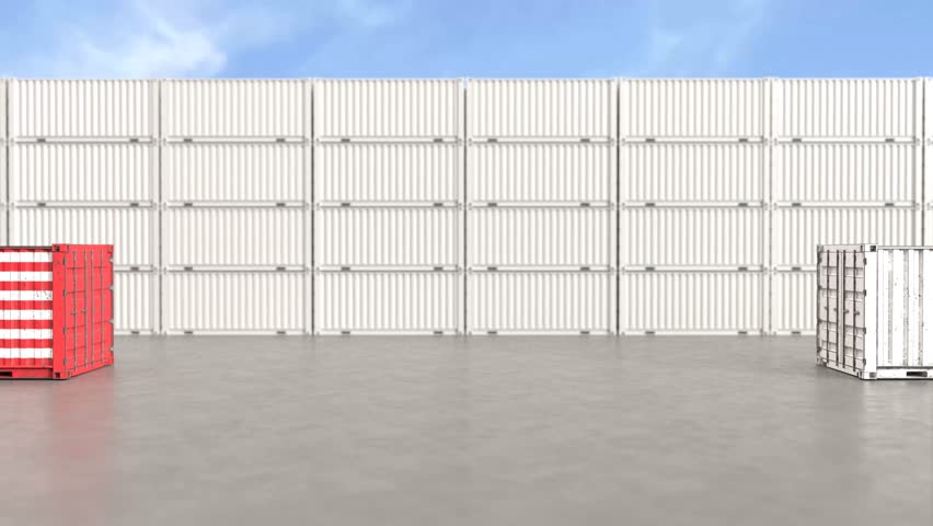 Trade conflict concept with American and Japan cargo containers crash