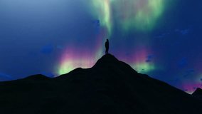 Back view of a man looking at the starry sky on the top of a mountain - Powered by Shutterstock - Get 15% off with code: PIKWIZARD15