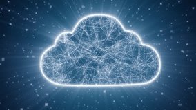 Cloud shape made of neural connections represents artificial intelligence infrastructure, cloud storage, real-time data processing, and integrated digital ecosystems - Powered by Shutterstock - Get 15% off with code: PIKWIZARD15