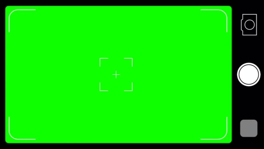 A camera viewfinder or phone screen recording interface overlay on a green screen. Perfect for creating a "point of view" recording effect in videos.