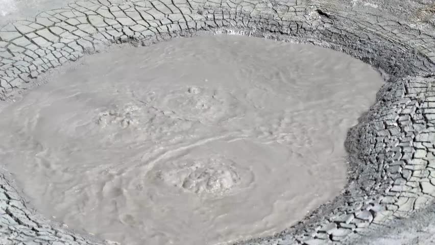 Scenic view of bubbling pools of mud in the Norris Basin in Yellowstone National Park