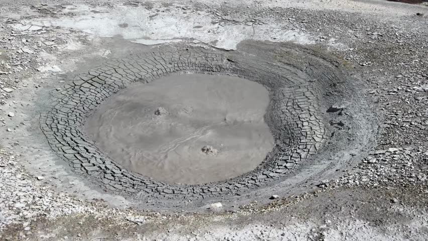 Scenic view of bubbling pools of mud in the Norris Basin in Yellowstone National Park