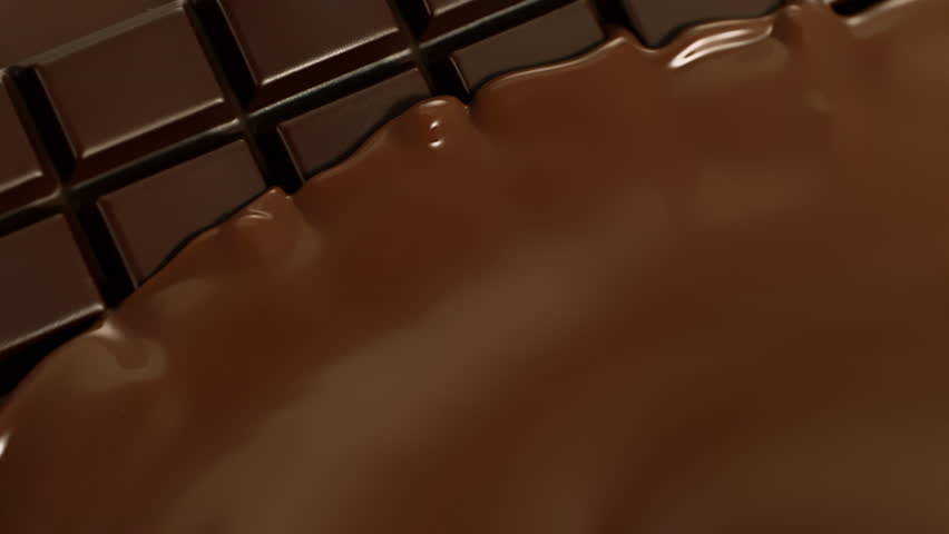 Super Slow Motion Shot of Melted Chocolate Revealing Chocolate Bar at 1000fps.